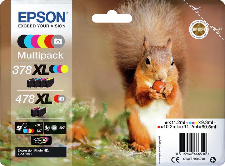 Actual product image Epson Ink/378XL+478XL Squirrel CMYKRG SEC (M, C, G, R, Y)