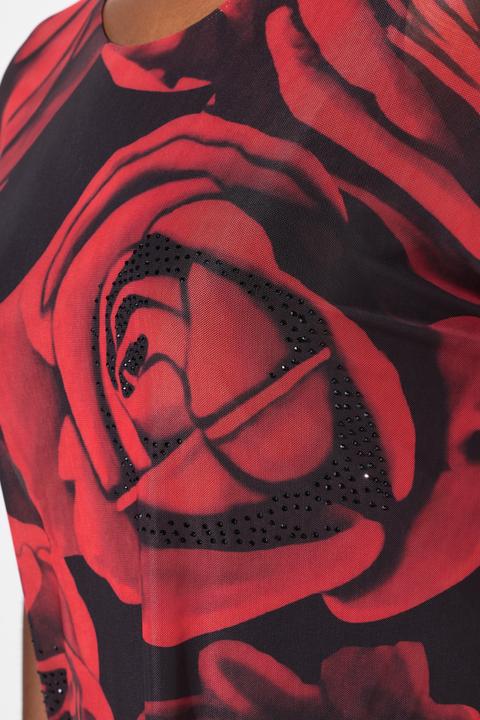 Produktbild Ulla Popken Chiffonbluse, Rosen, Oversized, Rundhals, Halbarm (50, 52)