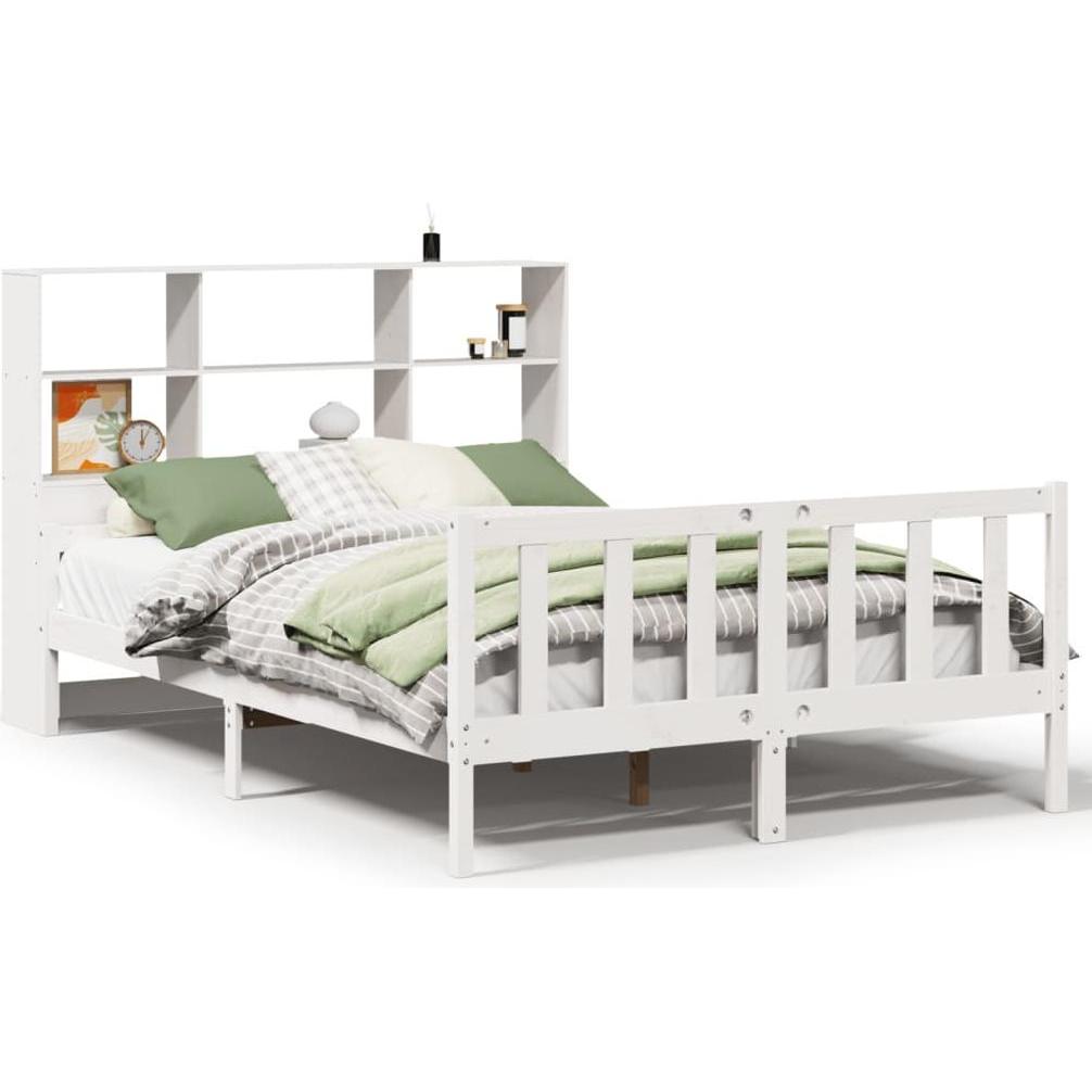 VidaXL, Bett, Massivholzbett Holzbett Bett Doppelbett Bettgestell Weiss 160x200cm Kiefer (160 x 200 cm)