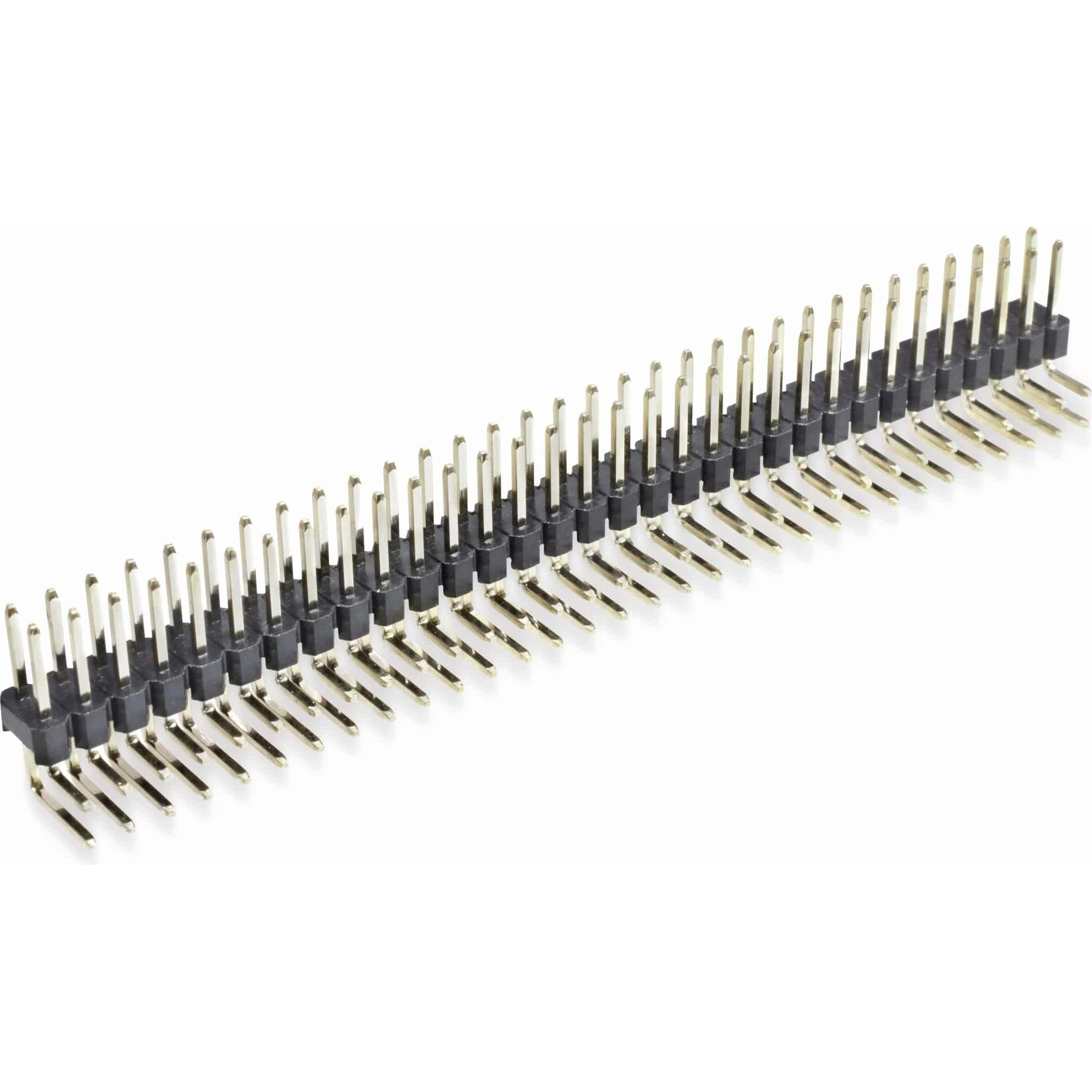Thumbnail - Eneroid Stiftleiste, 2 x 32, 2,54 mm, gewinkelt, 0,8µ Au (Gold), 5 Stück, Elektronikkabel + Stecker, Gold