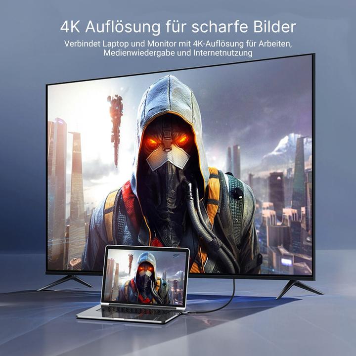 Actual product image Hermex DisplayPort 1.2 zu HDMI 2.0 Kabel 2m DP zu HDMI-Kabel Anschlusskabel (2 m)