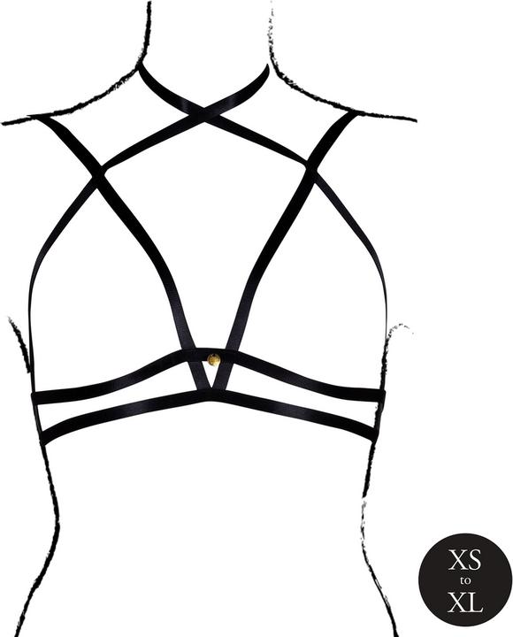 Actual product image Le Désir Open Cup Triangle Bra with Neck Strap and Adjustable Sliders - One Size - Black (One size)