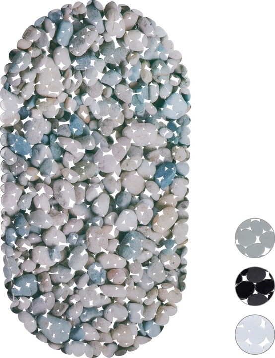 Actual product image Relaxdays Anti-Slip Bath Mat, Stone-look (36 x 68 x 0.5 cm)