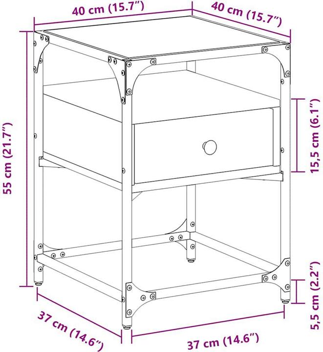 Immagine prodotto vidaXL Nachttisch (40 x 40 x 55 cm)
