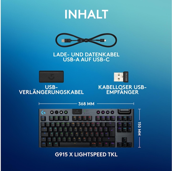 Produktbild Logitech G G915 X Lightspeed TKL (CH, Kabellos, Kabelgebunden)