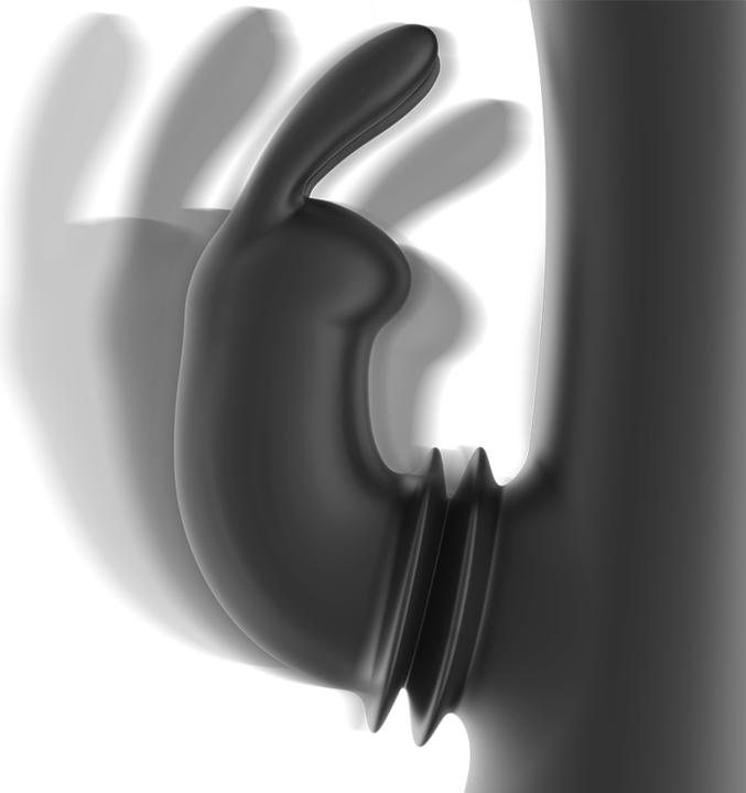 Actual product image Black&Silver Dj. Adam Rabbit Silicone Rechargeable Black Stimulator