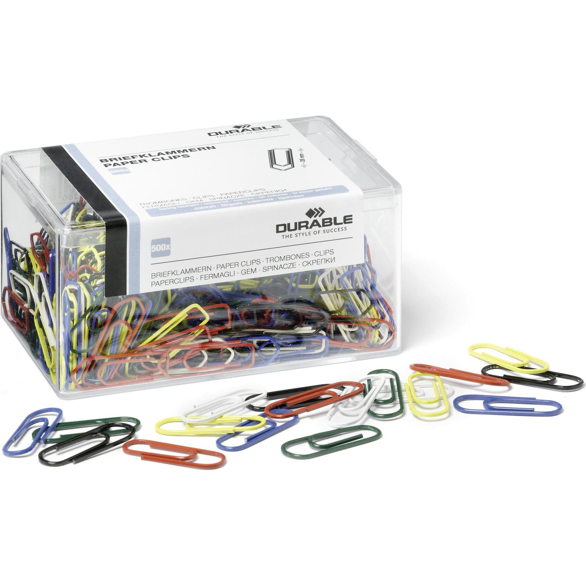Durable, Büroklammer, BRIEFKLAMMERN 26 mm FARBIG LACKIERT 1 Pg. Ã 500 St. 124100 (500 x)