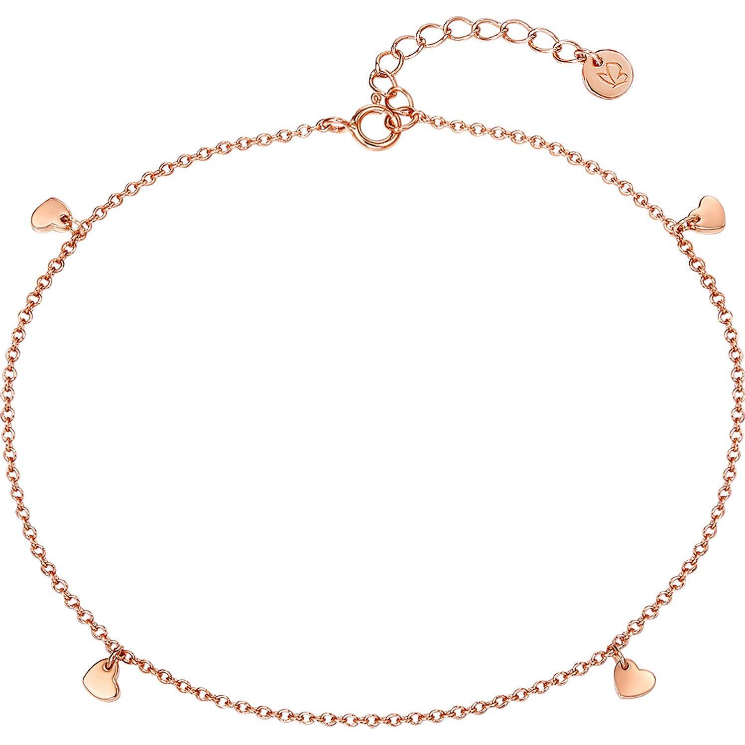 Glanzstücke München, Fussschmuck, Damen Herz Sterling Silber roségold 22,0 cm Basiskette + 3,0 cm Verlängerung - 23966, ...