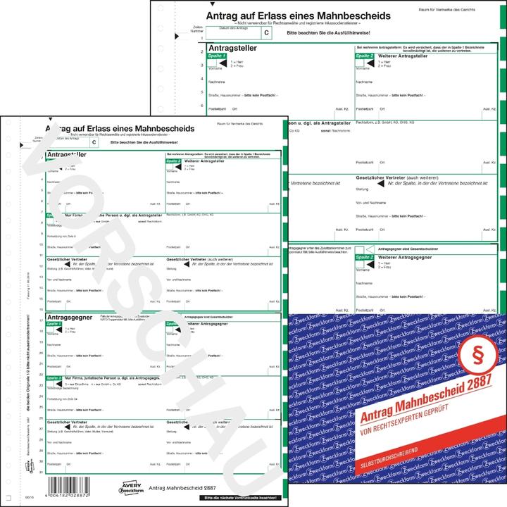 Avery 25 Aanmaning voor geautomatiseerde verwerking Formulieren 2887 (25 x)
