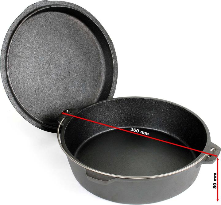 Actual product image Wiltec Dutch Oven 6l with Feet and Lid Lifter, Cast Iron Pot for Campfire Bonfire Camping BBQ Cookware