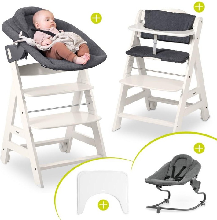 Actual product image Hauck Highchairs Beta Plus White 5-piece Newborn Set - Highchair + 2in1 (Highchair)