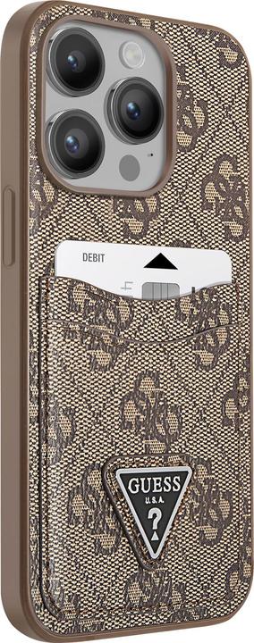 Actual product image Guess PU 4G card holder cover, Braun Series (Apple iPhone 14 Pro Max)