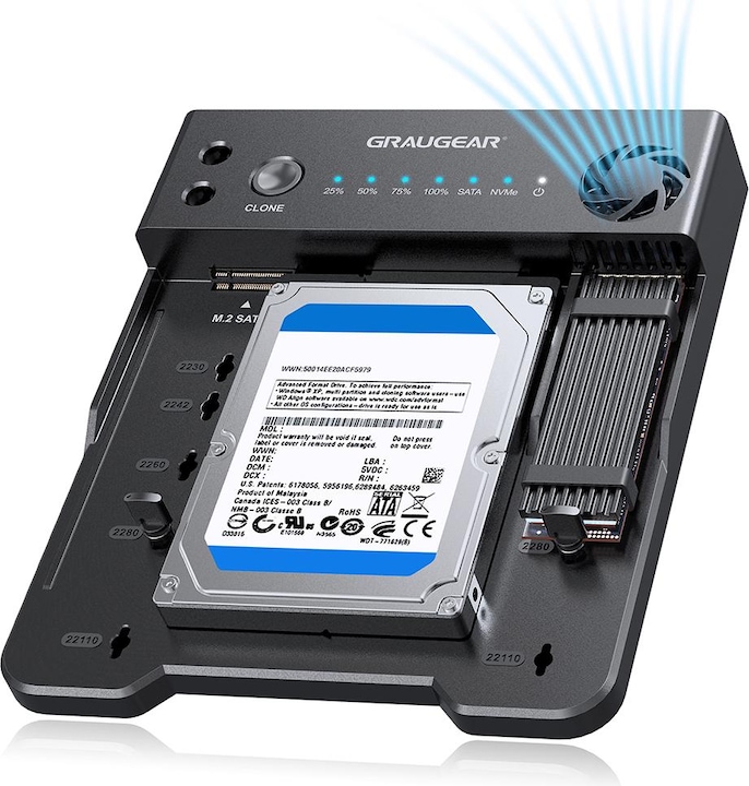 Produktbild Graugear Klonstation für M.2 NVMe/SATA SSDds & 2,5"/3,5" HDD