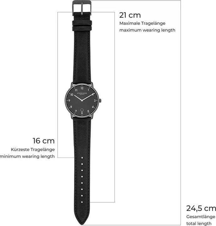 Actual product image Sterzinger Mens Quartz Watch Urban Genuine Leather Black - 30474 (Analogue wristwatch, 38 mm)