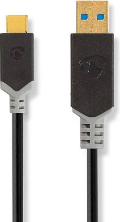 Actual product image Nedis USB cable USB 3.2 Gen 1 USB-A male USB-CT male 5 Gbps Gold-plated 1.00 m round PVC Anthrazi (1 m, USB 3.2 Gen 1, 60 W)