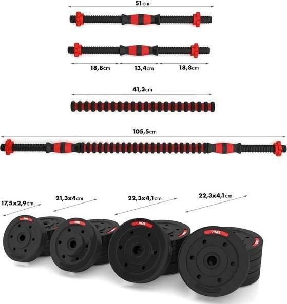 Image du produit HMS Sgp40 Sztangielki-Sztanga Kompozyt 40 kg (2 x 20 kg)
