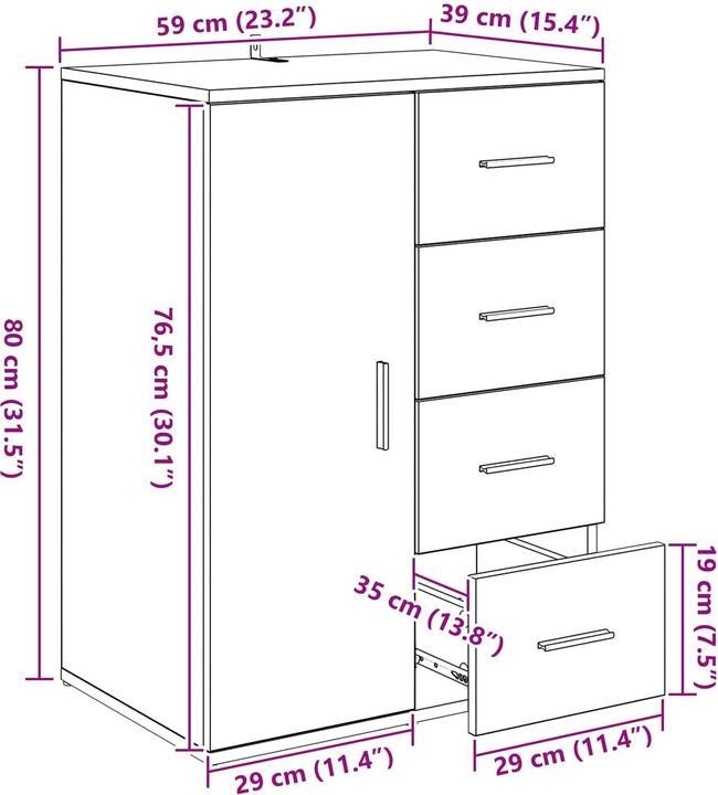 Produktbild vidaXL Sideboard-Aufbewahrung (59 x 39 x 80 cm)