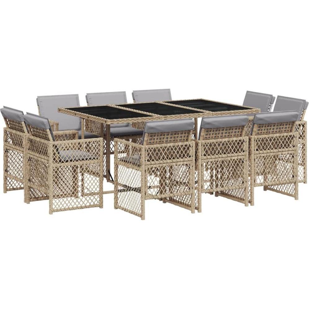 Thumbnail - VidaXL, Gartentisch + Balkontisch, Gartenmöbel Essgruppe Gartengarnitur Sitzgruppe 11-tlg. Poly Rattan (165 cm)