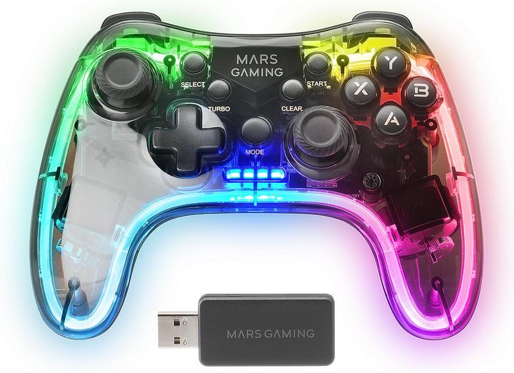 Immagine prodotto Mars Gaming Manetta Di Gioco Senza Fili Mgp-24 RGB (Trasparente) (Xbox 360, Mac, PS4, Android, PS3, PC)