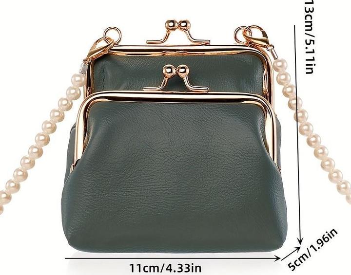 Produktbild Only-Bags.Store Doppelte Kiss-Lock-Layer-Tasche, klassische Retro-Schultertasche, Kunstleder-Crossbody-Tasche