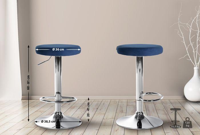 Produktbild Swisshandel24 2er Set Barhocker Ponte Samt chrom, blau