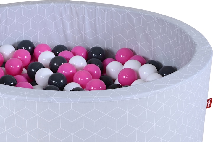 Produktbild Knorrtoys Bällebad soft - "Geo cube grey" - 300 balls creme/grey/rose (ca. 6cm Durchmesser)