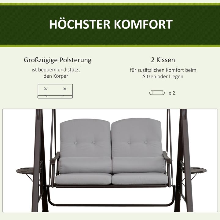 Image du produit Outsunny Balancelle hollywoodienne 2 places avec toit solaire