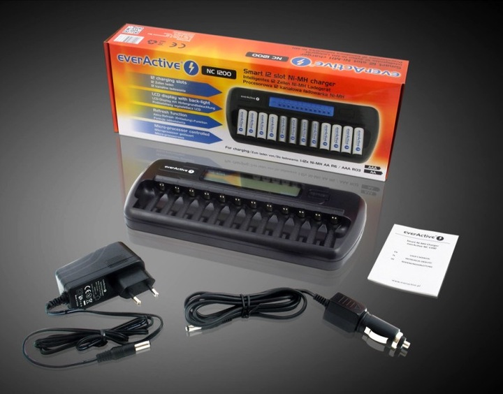 Actual product image Everactive 1-12 AA / AAA battery charger with LCD display (1 pcs., AAA, AA, Chargers without battery)