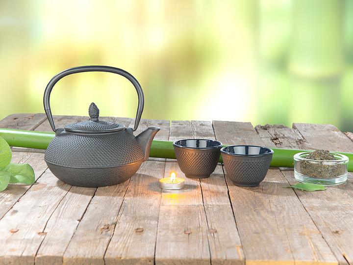 Image du produit Rosenstein & Söhne Lot de 2 tasses à thé asiatiques en fonte et émail, noir (2 x)