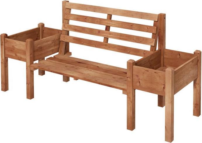 Swisshandel24 Panchina da giardino, panchina a 2 posti, panchina in legno, con fioriera, fino a 240kg