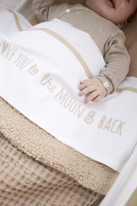 Productafbeelding Meyco Baby Love you to the moon & back Ledikantlaken Large - zand (100 x 150 cm)