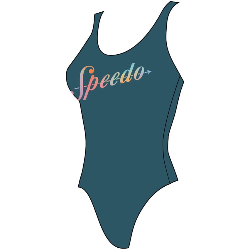 Speedo, Damen, Badeanzug, Logo Deep U-Back, Blau, (W36/L40)