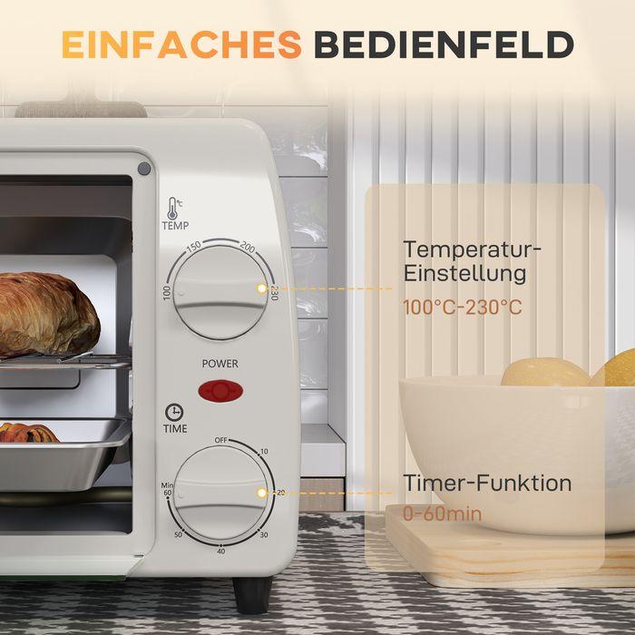 Immagine prodotto Swisshandel24 Mini Backofen 10 L 750W Elektrobackofen mit Temperatur bis zu 230 ℃ Cremeweiss