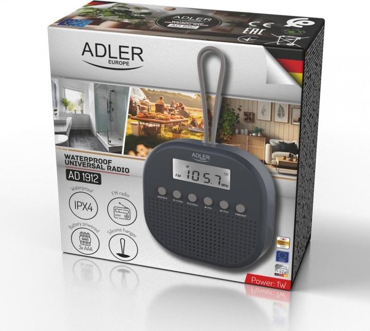 Actual product image Adler Interactive solution | Waterproof universal radio | AD 1912 | Alarm function | Black (FM)