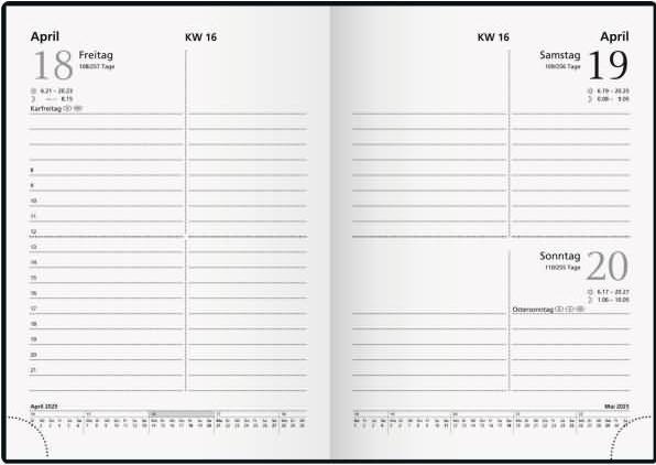 Actual product image Glocken Pocket calendar 10x14cm black calendar 2025 (1 day / 2 pages)