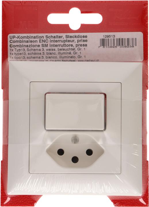 Produktbild Feller EdizioDue Kleinkombi Schema 3 blau beleuchtet / Typ 13 UP