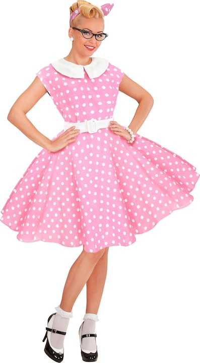 Produktbild Widmann 50er JAHRE ROCK'N'ROLL MODE ROSA (Kleid mit Petticoat, Gürtel, Haarband), L (L)
