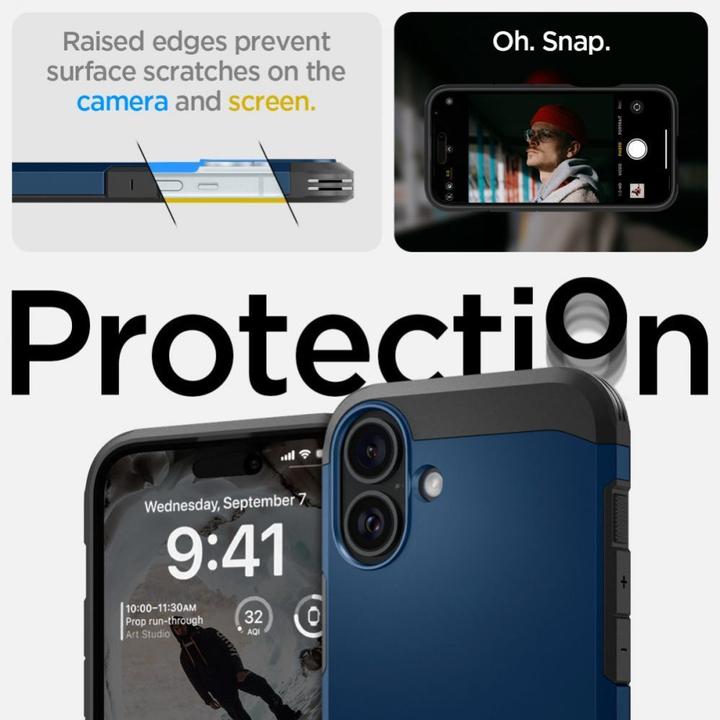 Actual product image Spigen Tough Armor MAG iPhone 16 MagSafe navy blue ACS08217 (Apple iPhone 16)