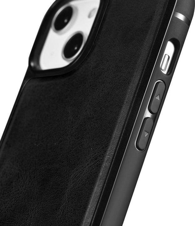 Produktbild iCarer Leather Oil Wax Hülle mit Naturleder bezogen für iPhone 14 Plus schwarz (WMI14220719-BK) (Apple iPhone 14 Plus)