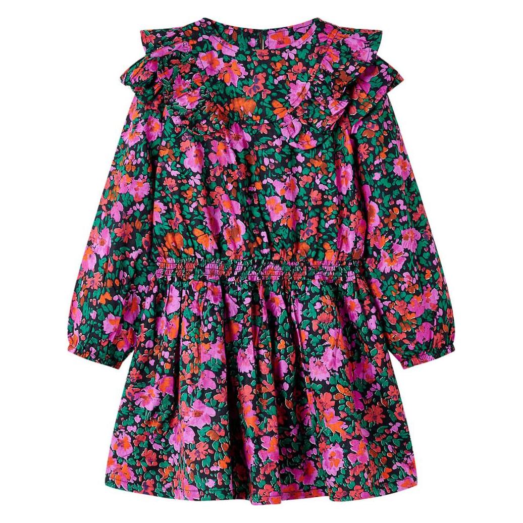 VidaXL, Mädchen, Kleider, Kinderkleid Mit Langen Ärmeln Knallrosa 104, Material, 95, Rosa, (104)