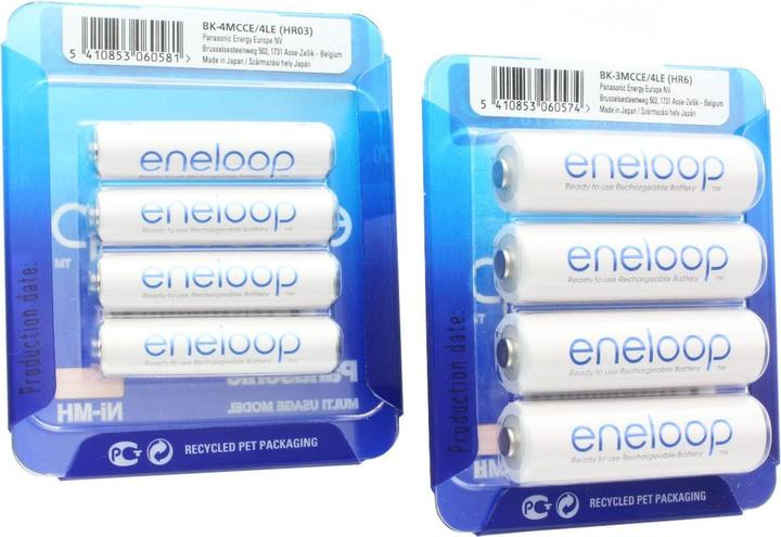 Panasonic Akku Kombipack 4x AA Mignon + 4x AAA Micro (4 Stk., AAA, AA, 2000 mAh)