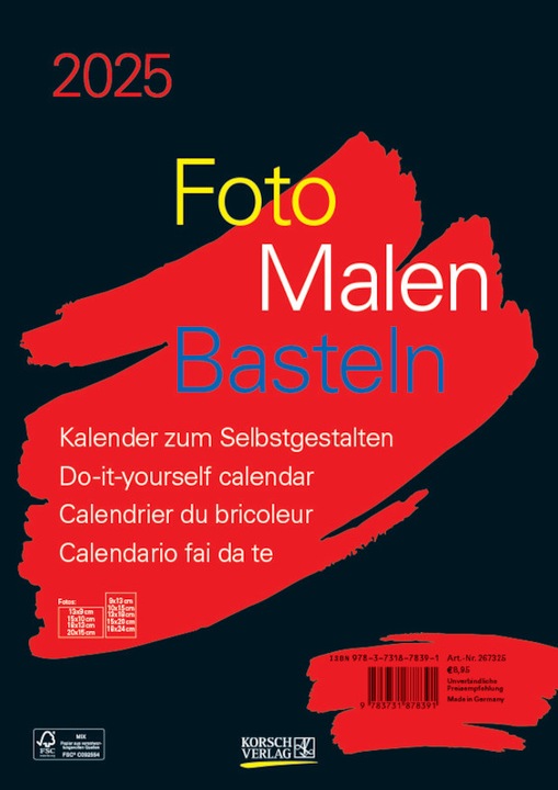 Produktbild Bastelkalender Foto Malen Basteln (21 x 29.7 cm, Harter Einband, Deutsch, Englisch, Italienisch, Französisch)