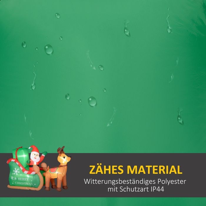 Actual product image Swisshandel24 Aufblasbar Weihnachtsdeko, 2,1 m Weihnachtsmann mit Schlitten & Rentier