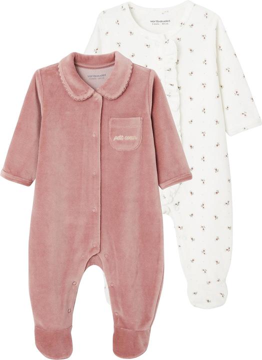 Actual product image Vertbaudet 2-pack baby velvet romper Oeko-Tex (74)