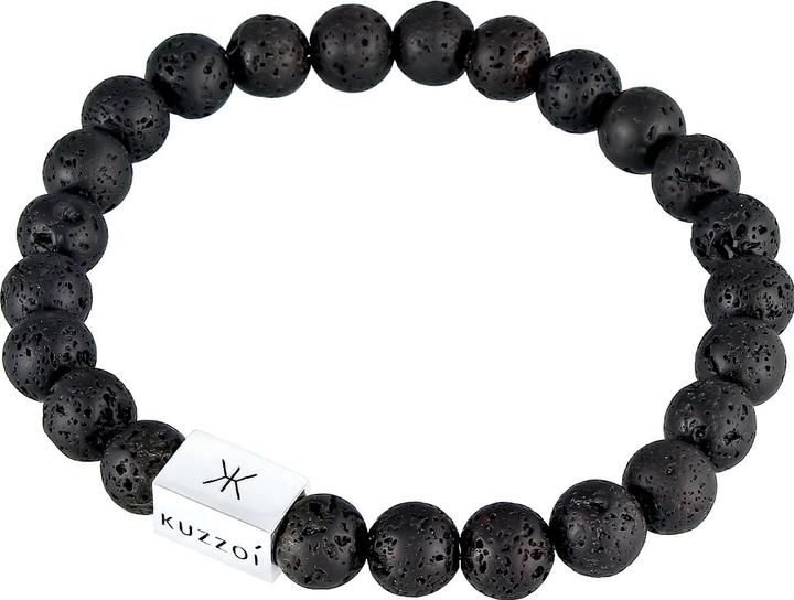 Produktbild Kuzzoi Armband Herren Lava Edelstein Bead Rechteck 925 Silber (19 cm, 925er Sterling Silber, Lava, Plastik)