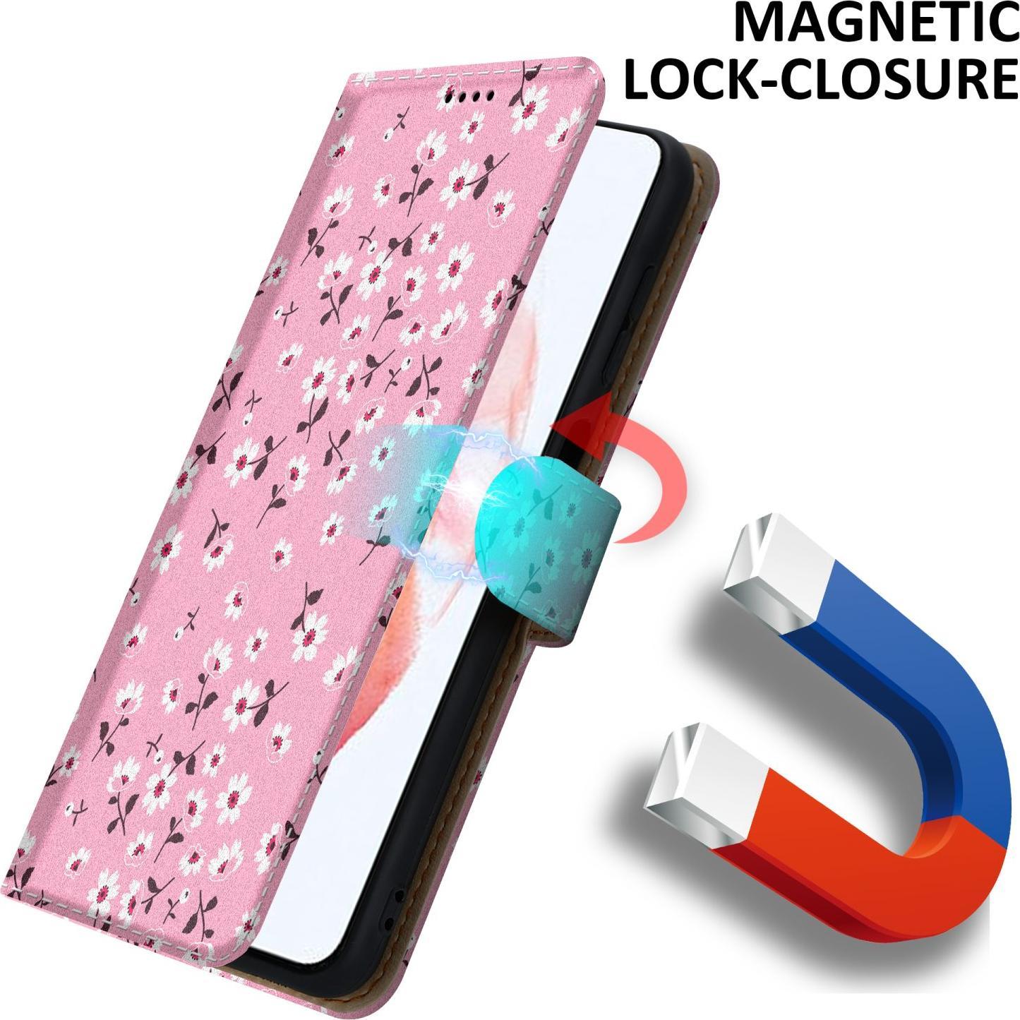 Thumbnail - Cadorabo Book Hülle mit Print (Samsung Galaxy S22+), Smartphone Hülle, Rosa