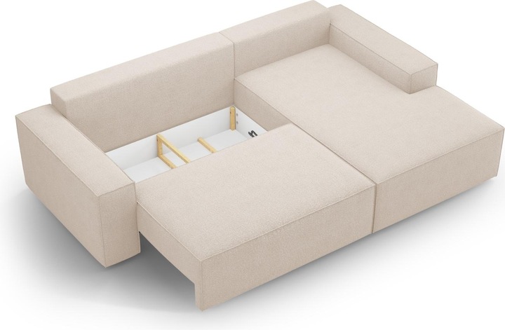 Actual product image Micadoni Bouclé Right Corner Sofa With Bed Function And Box, "Jodie", 3 Seats, 246x151x86 Made in Europe (Corner sofa)