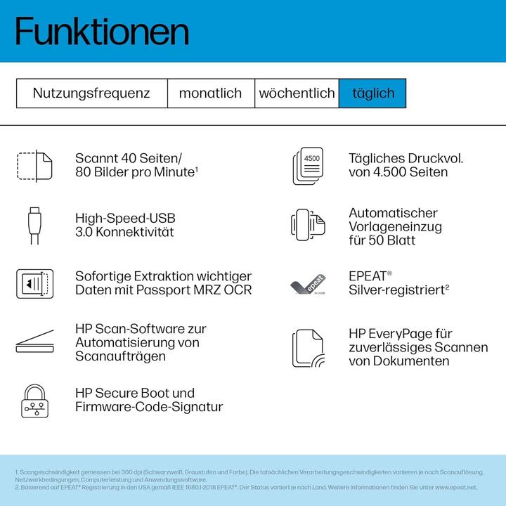 Valeurs nutritives et ingrédients HP ScanJet Pro 4200 s1 Scanner (USB)