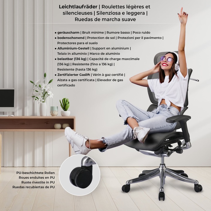 Produktbild CLP Bürostuhl Norfolk Ergonomic, grau