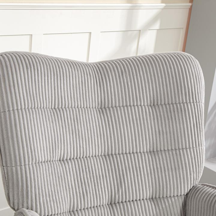 Image du produit Homcom Schaukelstuhl Kord (100% Polyester), Buchenholz Hellgrau